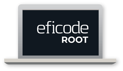 eficode root logo on a laptop